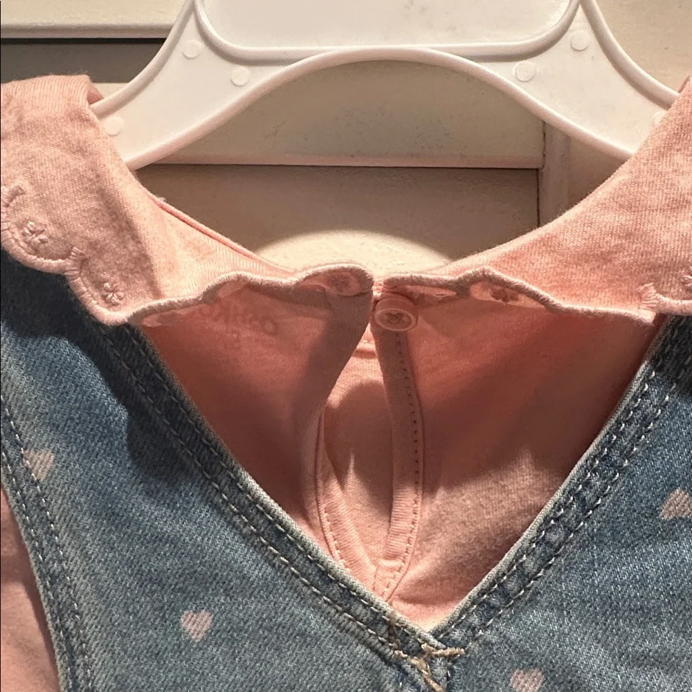 Denim overalls with pink hearts. OshKosh B'gosh 4T